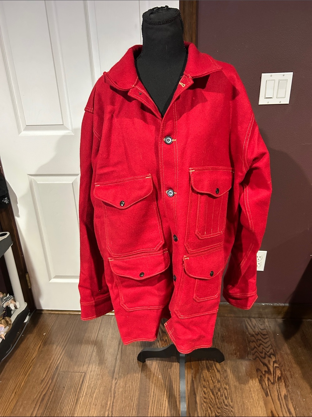 Amazing Filson Scarlet Red Cruiser Edition white stitch No 12 1897 jacket 3XL - Picture 2 of 7